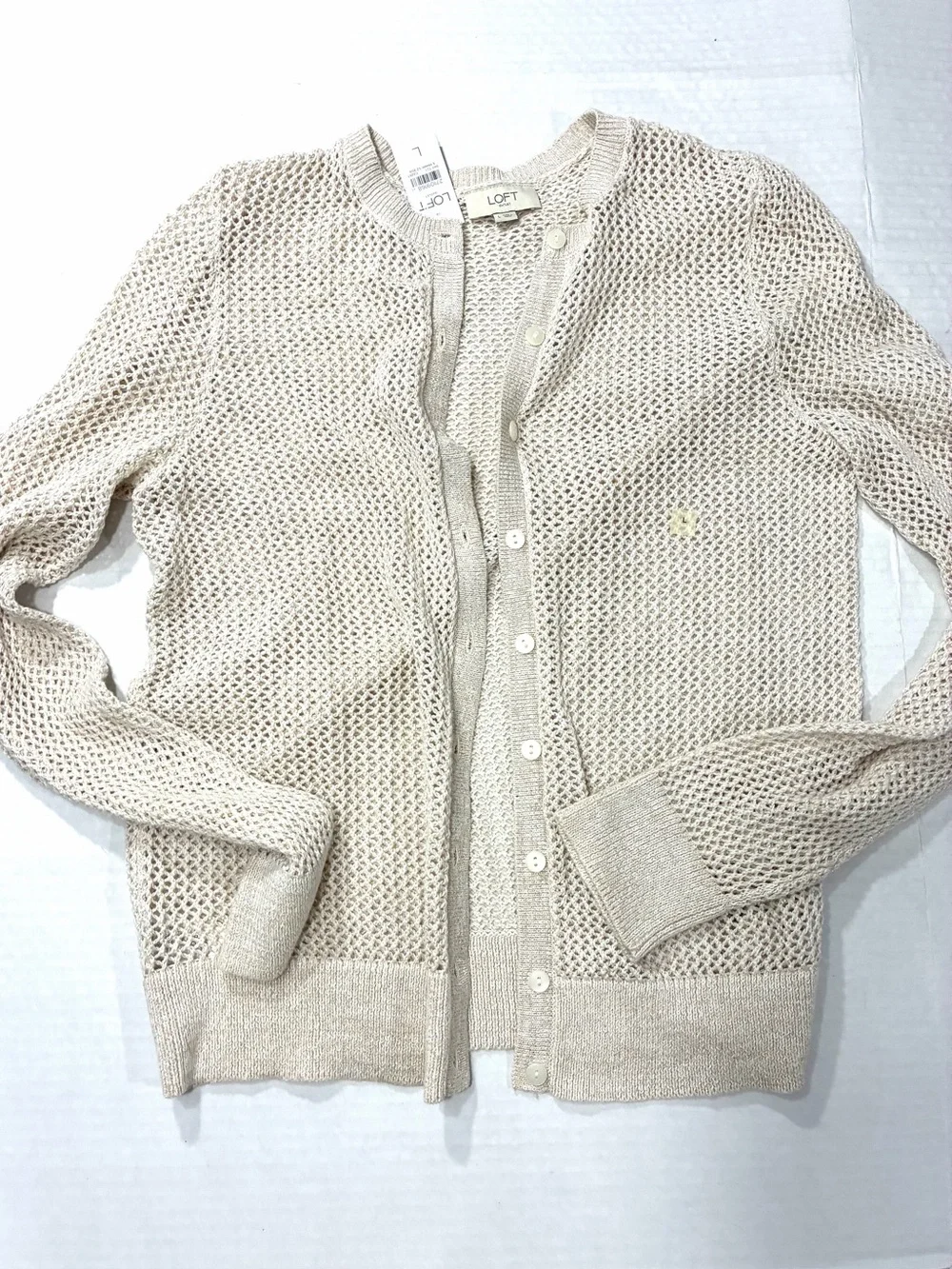 LOFT OPEN KNIT BUTTON CARDIGAN NEW WITH TAG